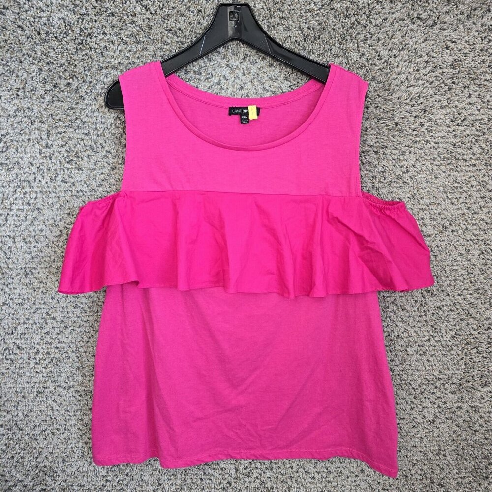 Lane Bryant Top Womens Plus 18/20 Pink Cold Shoulder Blouse‎ Scoop Neck Ladies